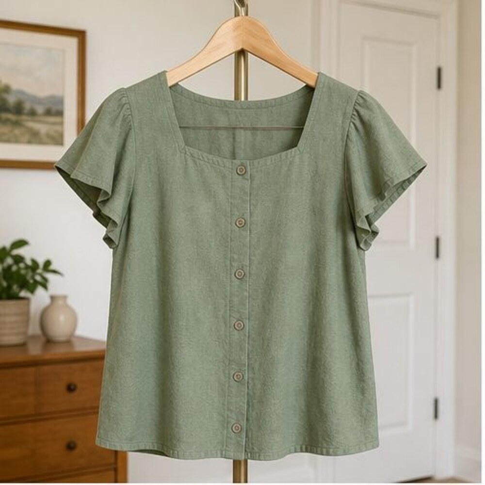 Sage Puff Sleeve Top